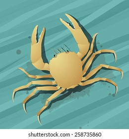 Illustration of a crab on the sea floor