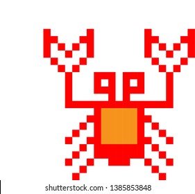 illustration of crab in pixel style