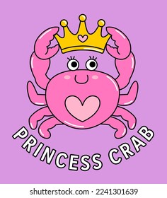 ILLUSTRATION CRAB PRINCESS WITH CROWN