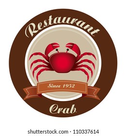 Illustration of crab restaurant, isolated on white background, vector illustration