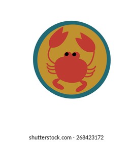 Illustration of  crab in round frame