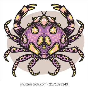 Illustration of crab for stickers, tattoos and designs