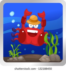 illustration of a crab underwater background vector