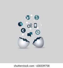 illustration of cracked egg with creative idea icon