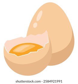 Illustration of Cracked Egg with Yolk