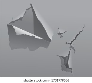 Illustration of cracked surface,wall -vector