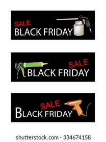 Illustration of Craft Tools on Black Friday Shopping Labels for Start Christmas Shopping Season.