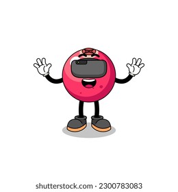 Illustration of cranberry with a vr headset , character design