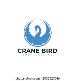 an illustration of crane bird logo