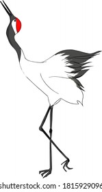 Illustration of a crane crying upwards