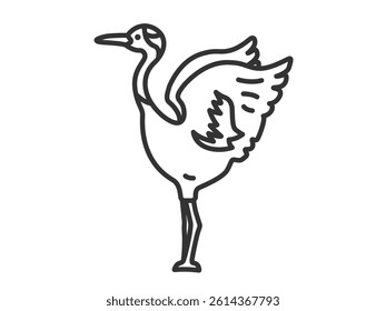 Illustration of a crane (line drawing).