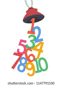 Illustration of a Crane Magnet Pulling Colorful Numbers Up