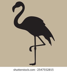 Illustration of a crane, silhouette of a bird, flaminggo