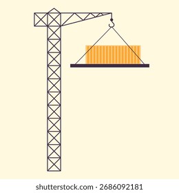 Ilustración de una cadena de suministro de grúas