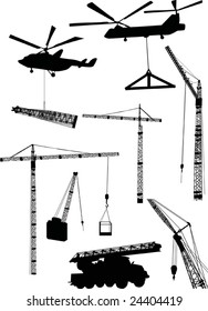 illustration with cranes and helicopters collection