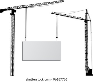Illustration mit Kranen einzeln auf weißem Hintergrund
