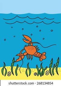 illustration of crayfish in the river
