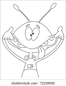 illustration of a crazy alien outlined