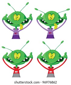 illustration of a crazy alien set
