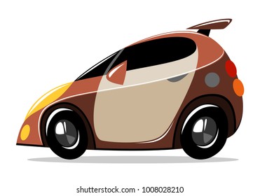 illustration of crazy cartoon retro racing sport car