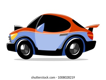 illustration of crazy cartoon retro racing sport car