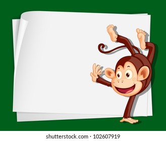 Illustration of crazy monkey on paper