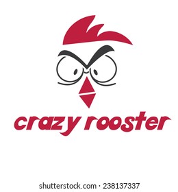 Illustration of crazy rooster. Vector