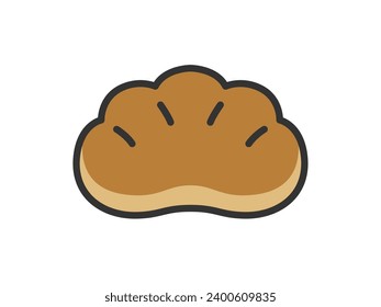 Illustration of cream bread icon (line drawing color).