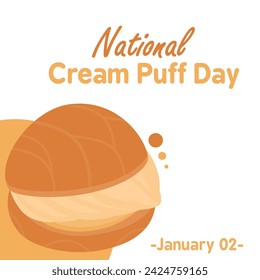 illustration of a cream puff with abundant cream on a white background with copy space