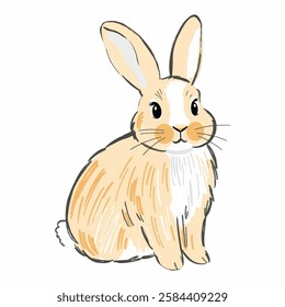 Illustration of a Cream Rabbit for Cute and AnimalThemed Designs Perfect for Pet branding, children’s illustrations, adorable character designs