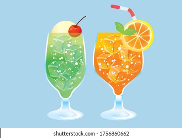 Illustration of cream soda and juice