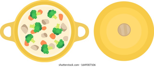 Illustration of cream stew pot.