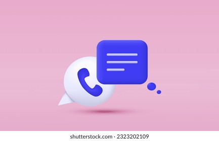 illustration creative 3d call center support telephone tube concept symbols isolated on background.3d design cartoon style. 