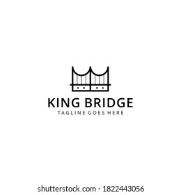 Illustration creative abstract bridge with crown Logo icon Template