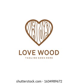 Illustration Creative abstract wood fiber logo with heart template design vector 