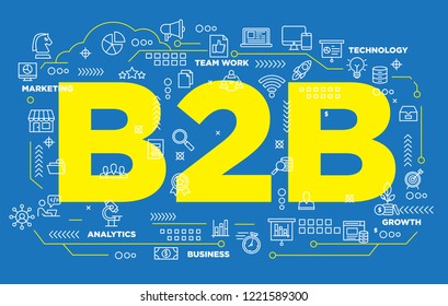 illustration of creative banner, digital marketing b2b business to business asset for presentation or cover pictogram, abstract thin line icon. use for background and annual report cover.