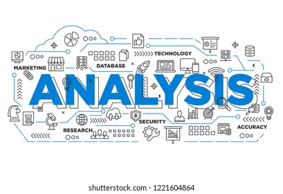 Illustration Of Creative Banner, Digital Marketing Analysis Asset For Presentation Or Cover Pictogram, Abstract Thin Line Icon. Use For Background And Annual Report Cover.