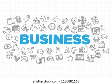 illustration of creative business strategy background, use for presentation or cover pictogram, abstract thin line icon, with hand drawing paper concept