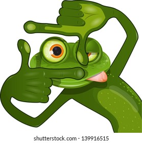 illustration creative of a frog looking frame