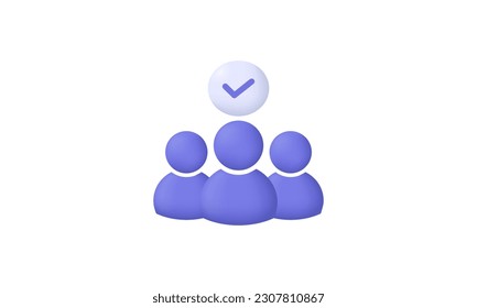 illustration creative group team check mark 3d vector symbols isolated on background.3d design cartoon style. 