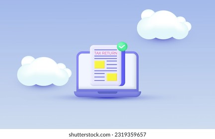 illustration creative icon 3d electronic tax return online financial concept symbols isolated on background.3d design cartoon style. 