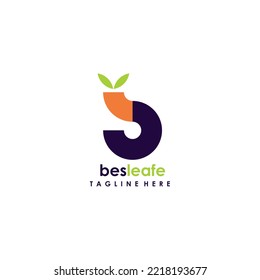 Illustration creative letter b with leaf simple logo idea vector template