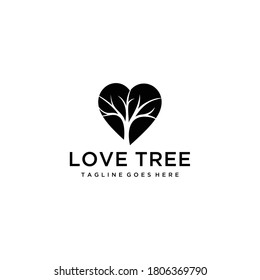 Illustration Creative love Tree nature logo sign silhouette vector logo template
