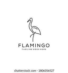 Illustration Creative luxury Minimalist animal  flamingo bird line art logo template