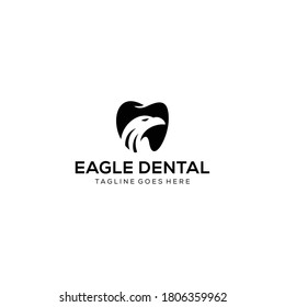Illustration Creative luxury Modern Eagle head with dental sign Logo Vector icon template