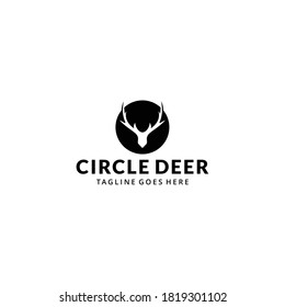 Illustration Creative modern deer on circle logo template silhouette Vector 