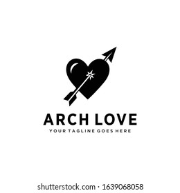 Illustration creative modern heart Love vector with arch sign logo design  