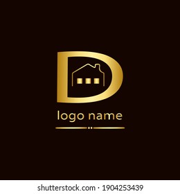 Logo für Architekturgebäude in eleganter goldener Farbe