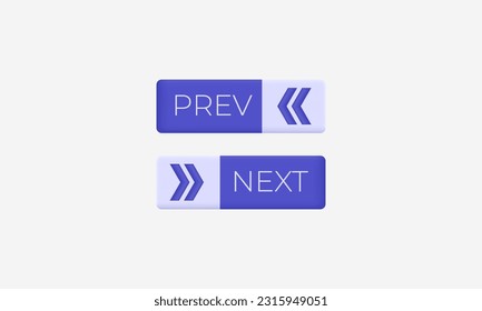 illustration creative modern purple Next and previous buttons icon 3d vector isolated on background.3d design cartoon style. 