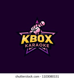 Illustration Creative modern sign Logo design for karaoke studios emblem template.